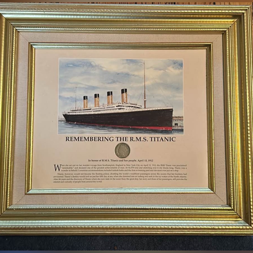 Remembering the RMS Titanic Framed Art & Authentic 1912 Coin - Antique Currency